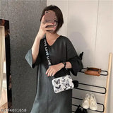 PU leather sling box bag for women, detachable shoulder strap, convertible cosmetic case. Solid net design, 2 compartments, free size (7x3x5in), large capacity