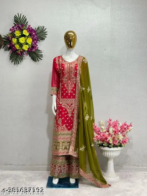 Heavy viscose velvet top with pent, new designer party wear in palazzo style, free size, India origin