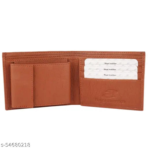 Solid canvas & leather bi-fold wallet, royal invention design, free size, perfect for organization and style