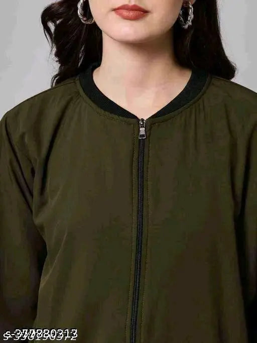 Solid nylon NSLycra jacket, long sleeves for women's fashion, India-made apparel