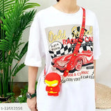 Synthetic Iron Man mini cosmetic bag, solid color, perfect for storing essentials and phones for girls' crossbody bag, India origin