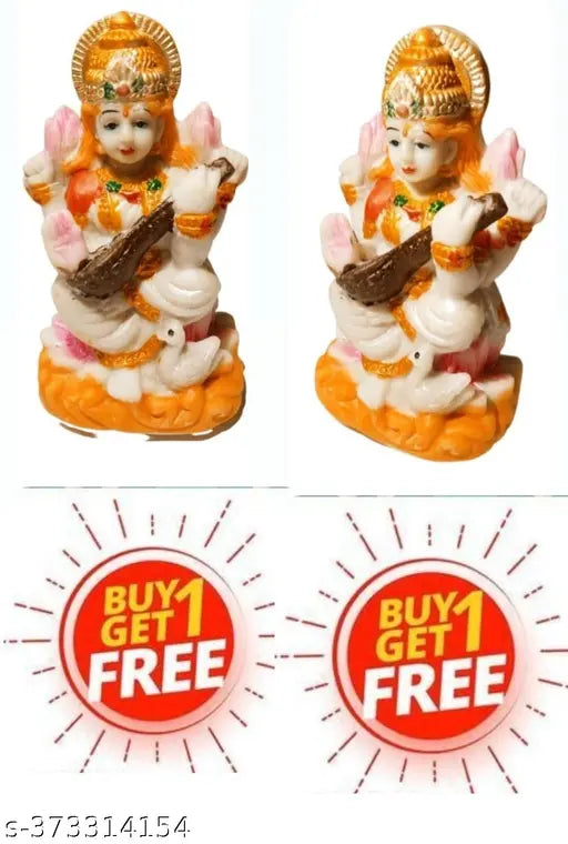 Multicolor Saraswati Murti (11cm height, unbreakable PVC) - religious decoration or pooja item
