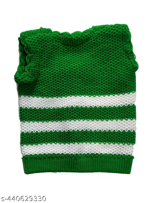 Striped wool sleeveless baby romper, Set of 4 in sizes 0-3 months, 0-6 months, 3-6 months, and 6-12 months. Made in India