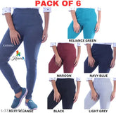 Women's stylish plan jeggings pack of 6, cotton blend solid jeans for affordable quality and comfort. Six versatile pieces with medium durability, ideal for various sizes including 26, 28, 30, 32, 34, and free size, made from recycled hosiery cotton waste. India origin