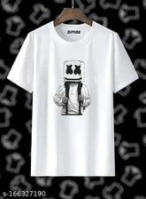 Dj Marshmello printed white round neck polyester t-shirt, graphically designed for casual wear, India origin