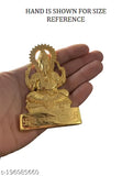 Brass Ganesh Ji idol, 11cm tall, golden finish, traditional Indian home decor