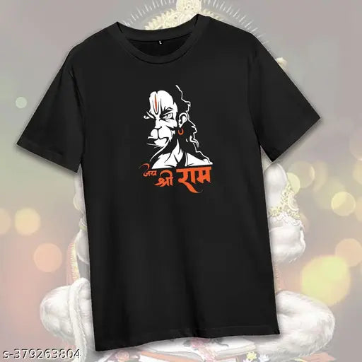 Hanuman Bajrangbali Printed White Maruti T-shirt, minimal graphics, cotton, short sleeves. Ethical sourcing, machine washable, available in S-XXL. Indian origin