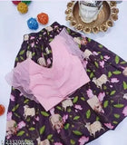 Two-year old child in new model printed organza and satin lehengha choli for party wear, Indian traditional outfit with long sleeves
