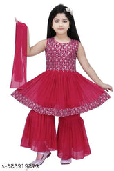 Georgette-acrylic Girls Sharara Set, traditional Indian ethnic wear for festivals and weddings