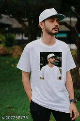 Striped polyester men's t-shirt, customized with short sleeves, size N from India