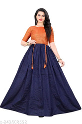 Banarasi silk, short-sleeved classic graceful women's gown, India-made