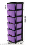 Purple plastic drawer organizer, 6-layer design with quality assured stone detailing
