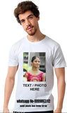 Personalized Photo Printed Cotton Blend T-Shirt for Men, customizable for events like Birthday, Anniversary, Mother's Day, Father's Day, Raksha Bandhan, Holi, New Year, Christmas, Valentine's Day. Customizable with personal images, names, quotes, and more. Made in India