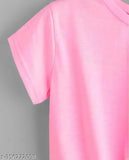 Pink Lycra short-sleeve top with pink queen heart printed pattern, size S (bust 32", length 18") from India