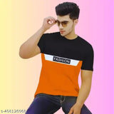 Fashion printed round neck half sleeves cotton blend t-shirt for men (pack of 2), vibrant design for casual style and comfort