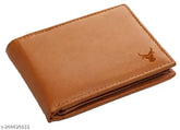 Stylish buff hide leather bifold wallet with RFID protection for men, features 2 compartments, textured design, free size (11cm x 9cm)