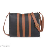 Faux leather striped sling bag, free size from India