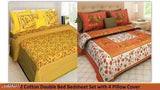 Attractive trendy superfine cotton double queen flat sheets with 4 pillow covers, high-quality Jaipuri pattern, made in India