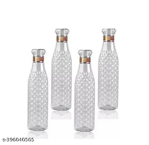 White BPA-free leak-proof Ekleo Crystal Diamond plastic water bottles, durable for fridge, office, home, travel, trekking, and reusable (pack of 2) with a comfortable grip and airtight seal for freshness