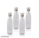 White BPA-free leak-proof Ekleo Crystal Diamond plastic water bottles, durable for fridge, office, home, travel, trekking, and reusable (pack of 2) with a comfortable grip and airtight seal for freshness
