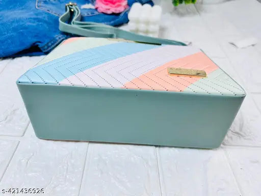 Synthetic checked net sling bag, free size, classic attractive women's bag from India