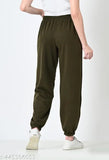 Heavy weight cotton women's winter joggers, 2-pocket combo, solid pattern, loose fit for casual wear