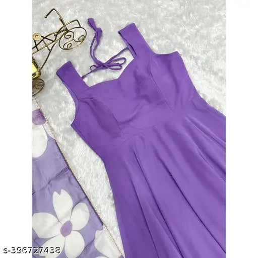 Lavender Georgette Anarkali with Dupatta Set, ready-to-wear Indian party dress