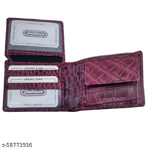Pink leather wallets for boys, textured net pattern, free size (12cm x 8cm), Indian origin