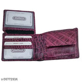 Pink leather wallets for boys, textured net pattern, free size (12cm x 8cm), Indian origin