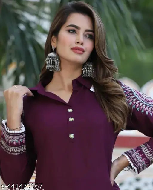 Rayon Kashvi Women's Kurta Set, attractive solid color with Churidar Plazzo hem, Rayon fabric, lightweight & comfortable