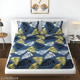 Glaze-cotton, superfine, fitted double bedsheet pack of 1 with 2 pillow covers - ideal for summer, adult use, botanical pattern, elastic fit for mattresses height 4-8 inches