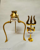 Brass Shivling stand for Jalabhishek, decorative Indian Shivalingam showpiece, 10cmx10cmx12cm