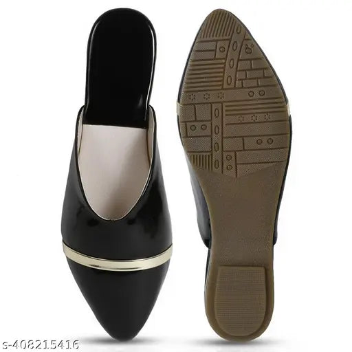 Stylish black canvas belly shoes for women - soft, comfortable, lightweight, non-fatigue, and non-slippery. Perfect for casual or ethnic wear