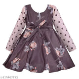 Silver satin winter baby girl dress (fe2811bwn), printed net pattern, long sleeves