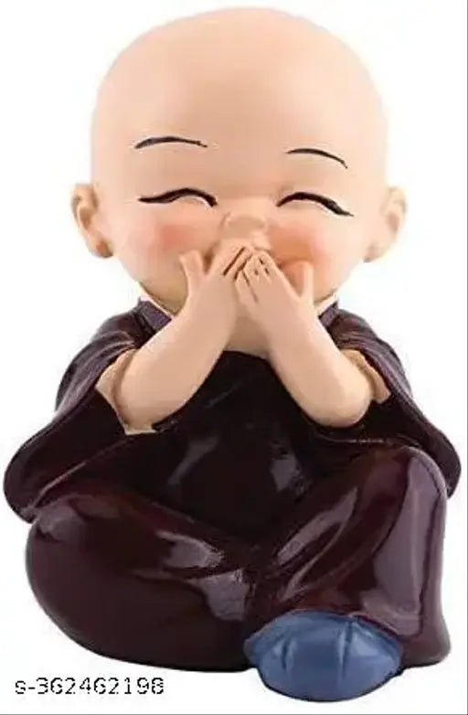 Resin Baby Monk Buddha 4-piece set, handcrafted figurines perfect for home decor or gifts, made in India with fadeless paint job