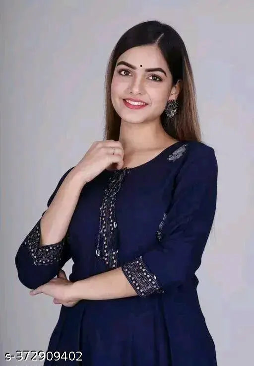 Rayon Forever Anarkali Gown, solid color floor-length gown with three-quarter sleeves, available in various sizes