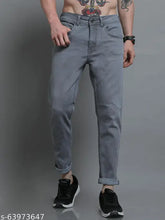 Solid grey denim men's jeans by Regrowth, perfect for casual outings