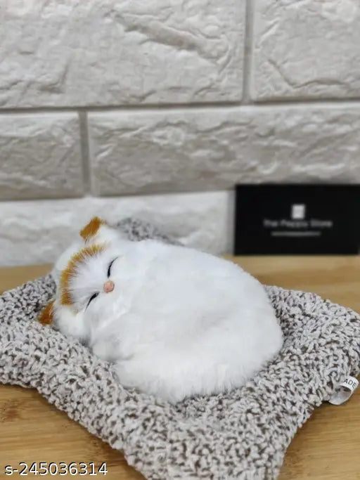 Durable plastic sleeping cat with activated charcoal for car & home decor, ultra-soft artifact for air purification & stress relief