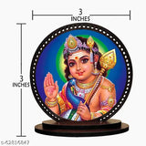 Indian-crafted Murugan/Kartikeya wood car dashboard idol for spiritual car decor, adds positive vibes