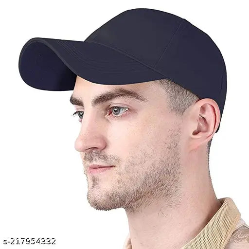 Navu blue cotton baseball cap, trendy unisex design, India origin