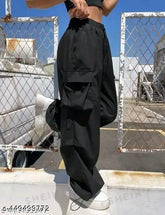 Black cotton-lycra NS trousers for women on hanger