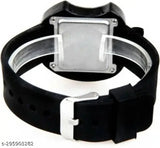 Black silicon Apple LED digital watch for kids AR12, ideal for unisex, perfect for return gifts. Asymmetrical display with bracelet accessory