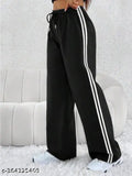 Trendy printed cotton lycra women's jogger combo, features side stripes and two side pockets, made in India
