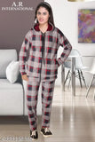 Women's checked velvet winter nightsuit/nightdress, luxurious and cozy sleepwear for winter