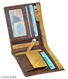 Leatherette Classic World wallet for men, solid faux leather design with 2 compartments, ideal for storing currency and cards