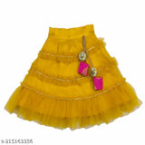Pretty Classy Girls acrylic printed lehenga choli, solid embellished dupatta for ethnic Indian wear, size 12-8 years