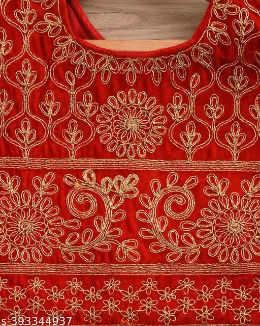 Velvet embroidered baby lehenga choli, India-made, elegant and opulent design