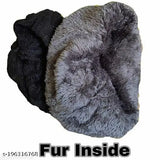 Woolen beanie cap, trendy and comfortable with soft fur lining, one size fits both men's and women's