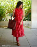 Rayon sleeveless printed Aanarkali kurtis, GIFT OF GOODNESS Graceful design for women, India origin