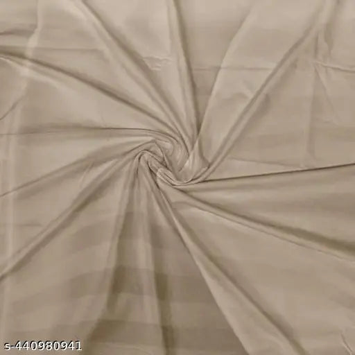 Beige striped cotton double bed sheet set, including 2 pillow covers, from Parinika Fabs. Ideal for summer and adult use. Made in India with 400 thread count